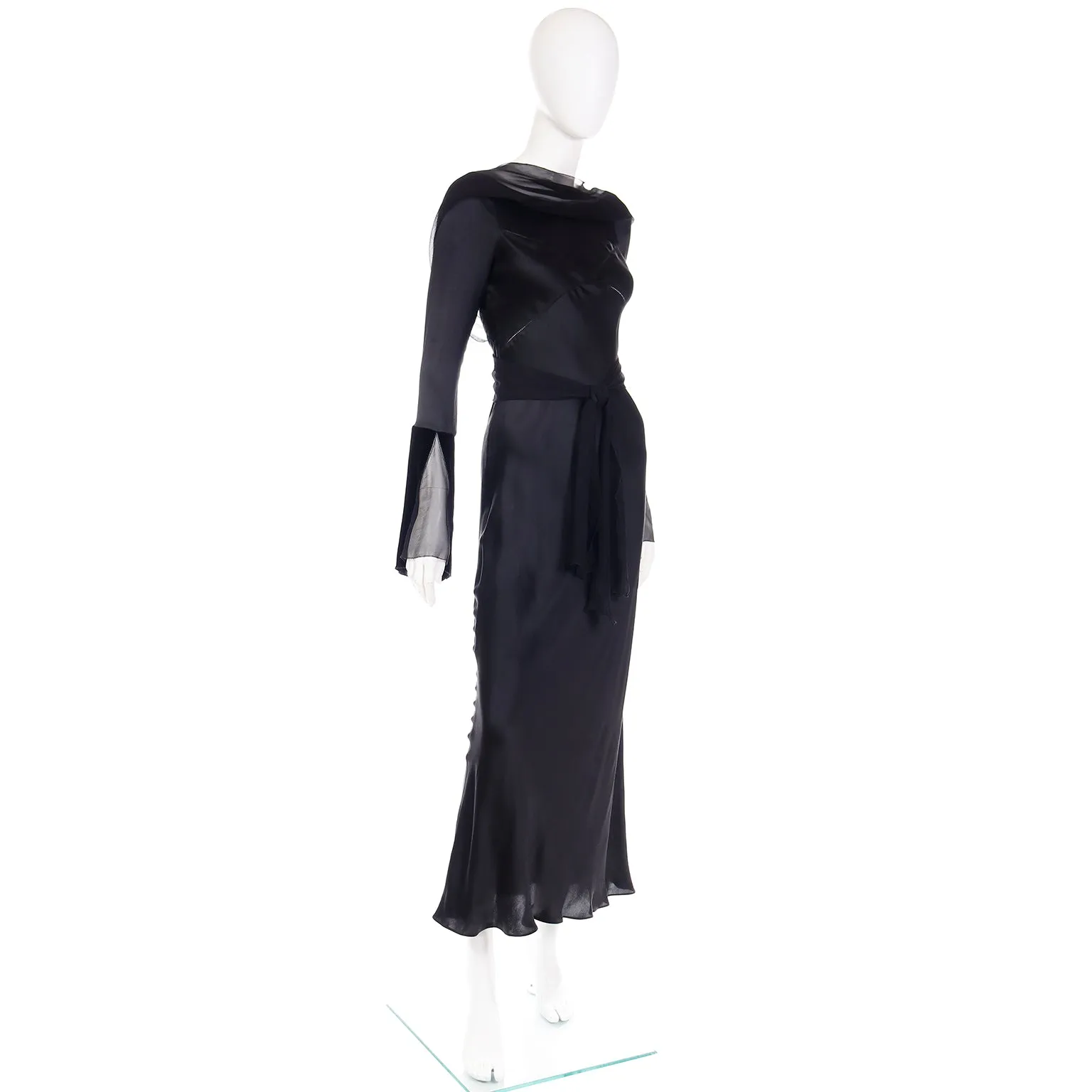 1990s Alberta Ferretti Vintage Black Silk Evening Dress