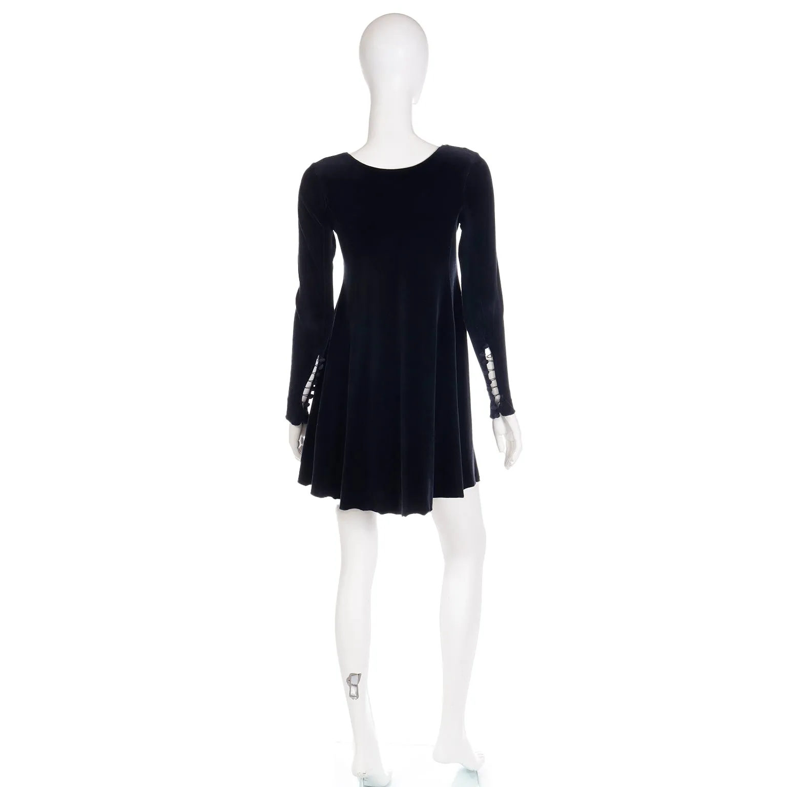 2000s Betsey Johnson Vintage Black Velvet Mini Dress