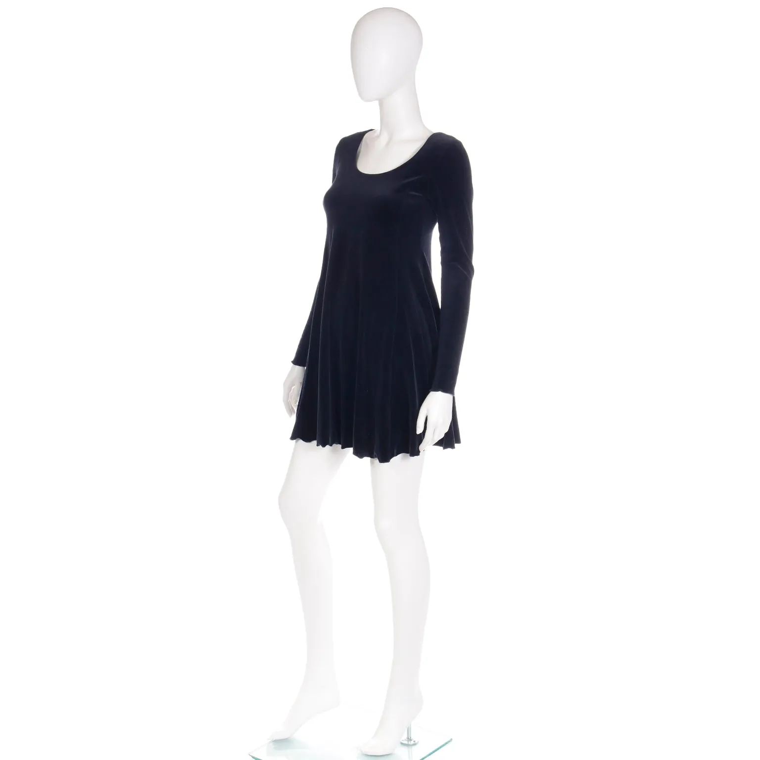 2000s Betsey Johnson Vintage Black Velvet Mini Dress