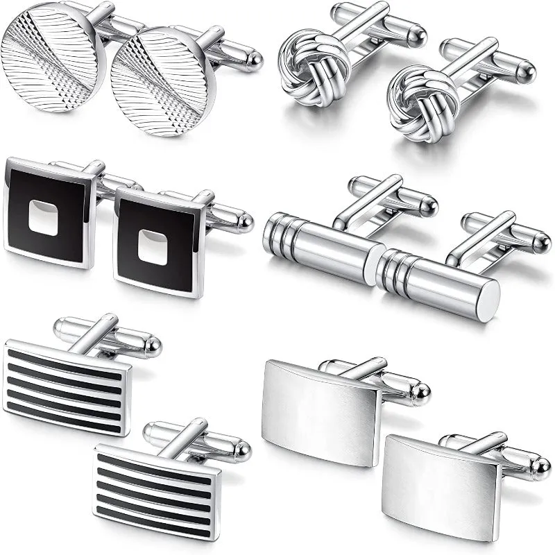 6 Pairs Men's Classic Cufflinks with Box