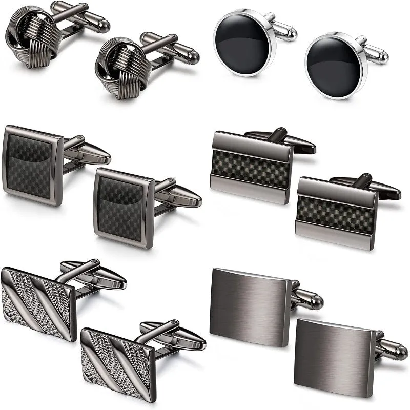 6 Pairs Men's Classic Cufflinks with Box