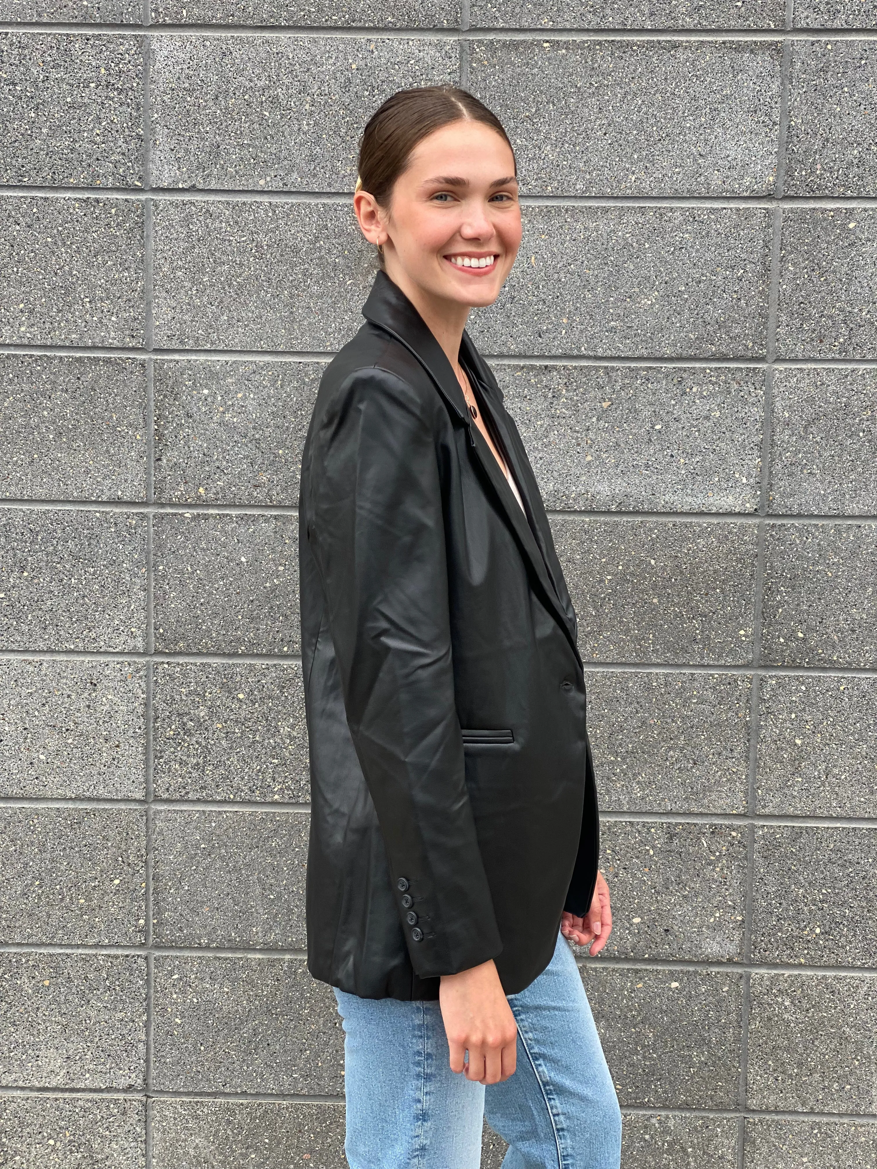 ALEXIS VEGAN LEATHER BLAZER