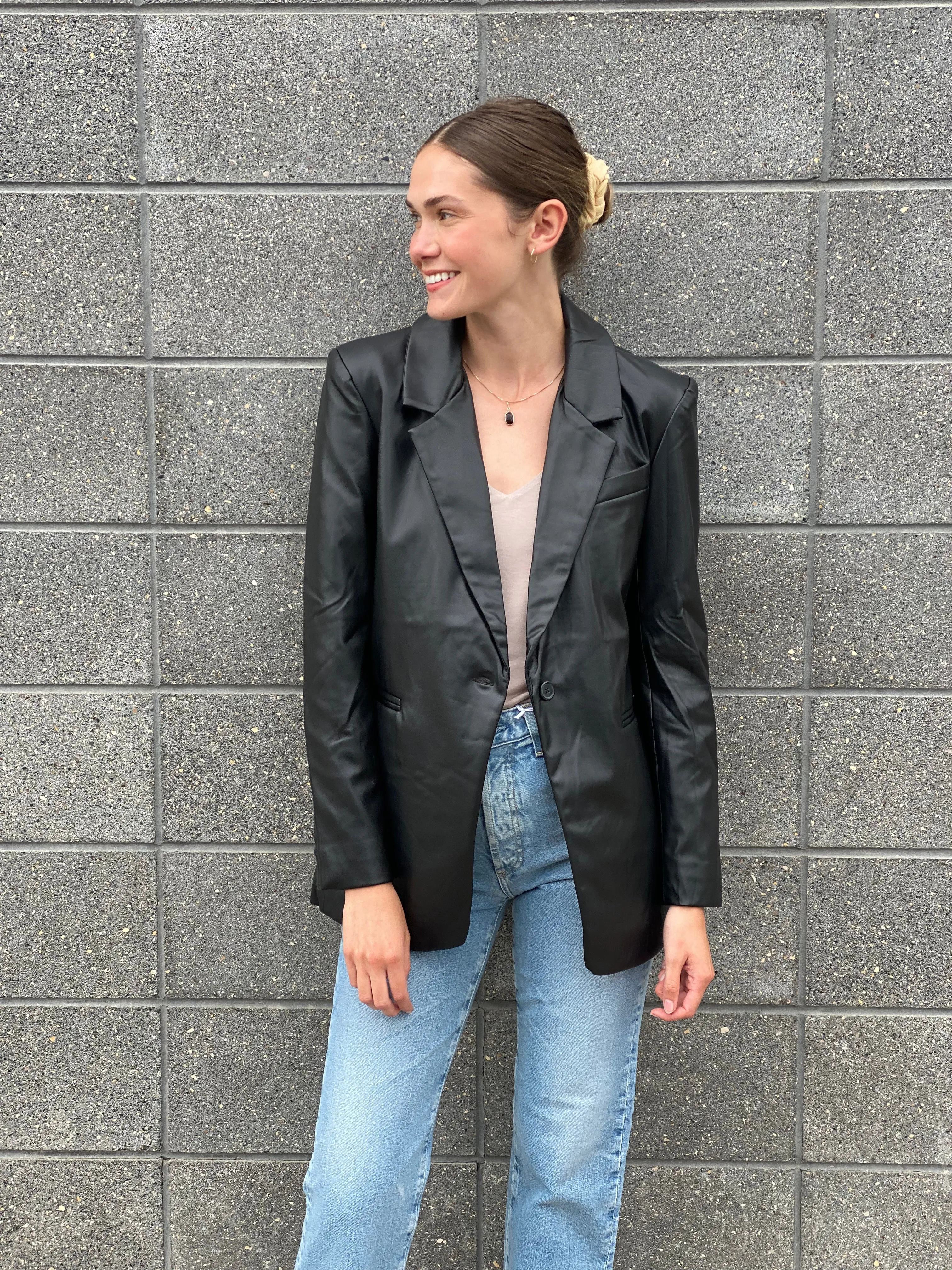 ALEXIS VEGAN LEATHER BLAZER