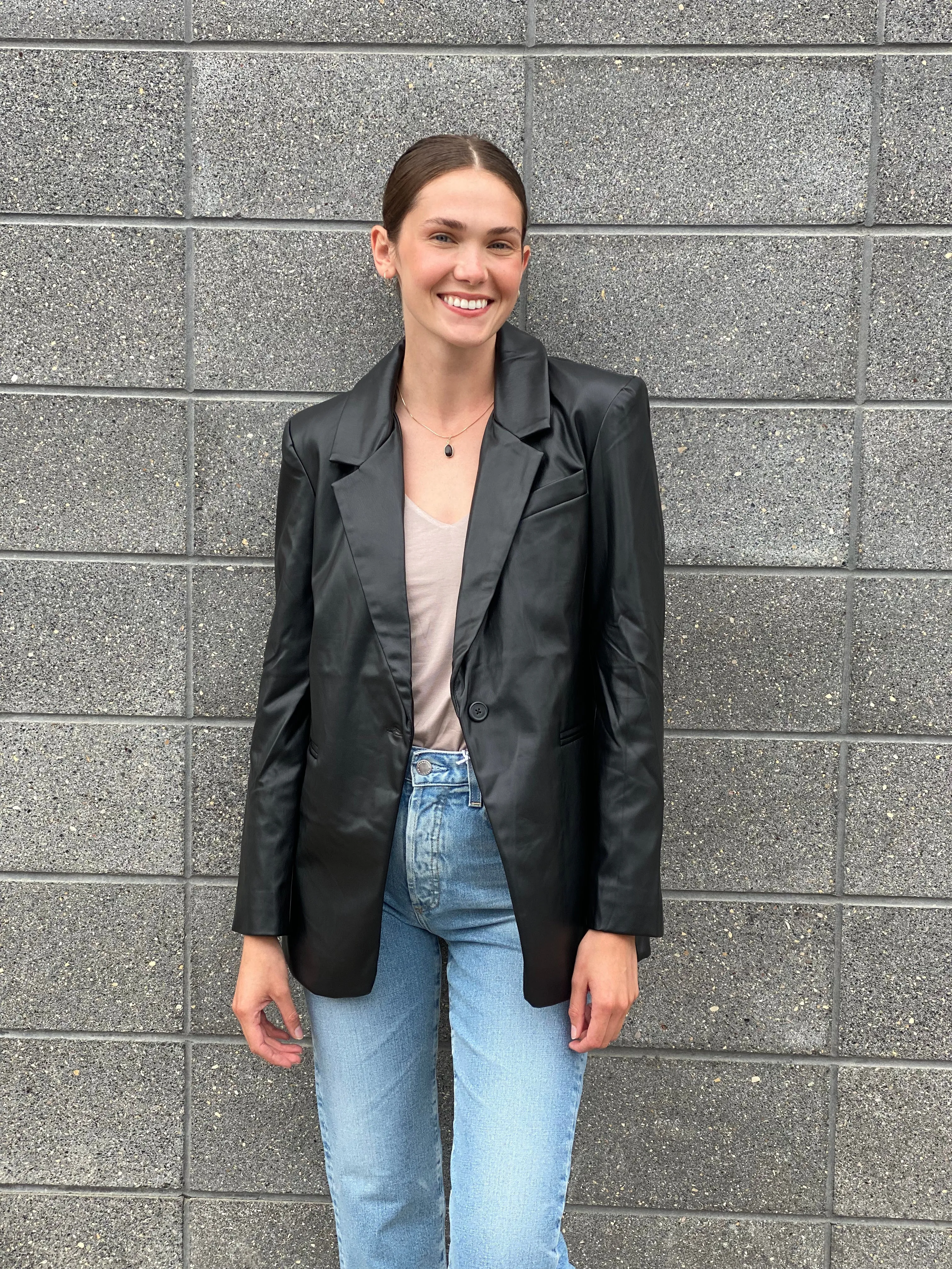 ALEXIS VEGAN LEATHER BLAZER