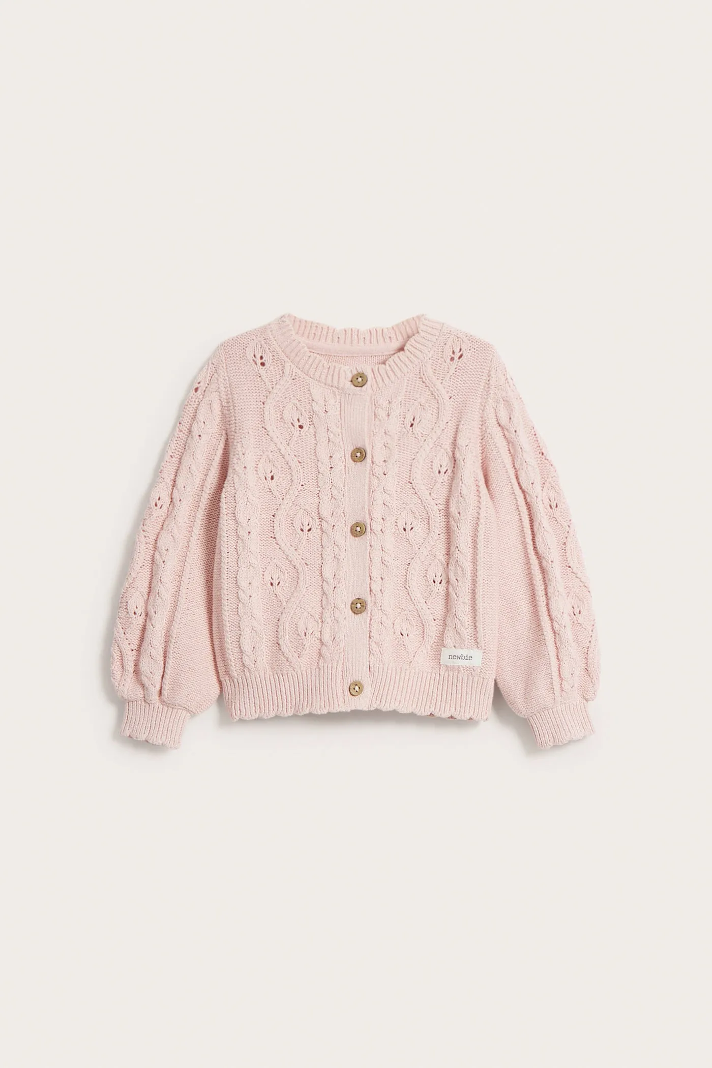 Baby pink patterned knit cardigan