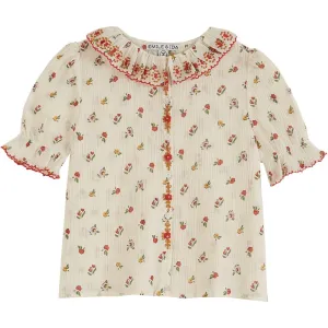 Blouse Girl Cotton Crepe Flowers - قصيرة