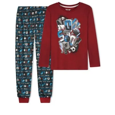 Boys My Level Brushed Jersey 2-Piece Pajama Sleep Set - Red