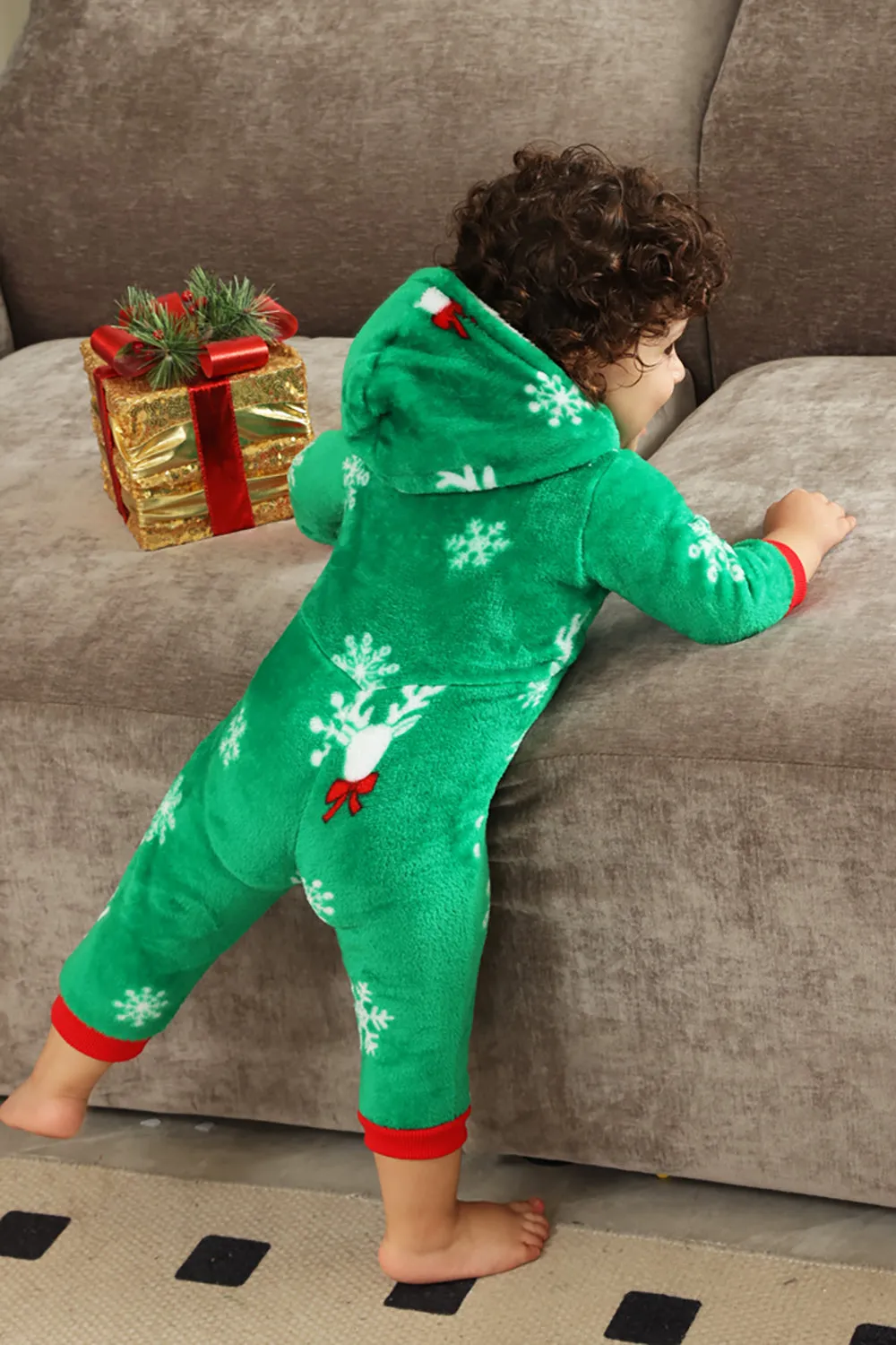 Christmas Family Green Flannel Snowflake Onesie Pajamas