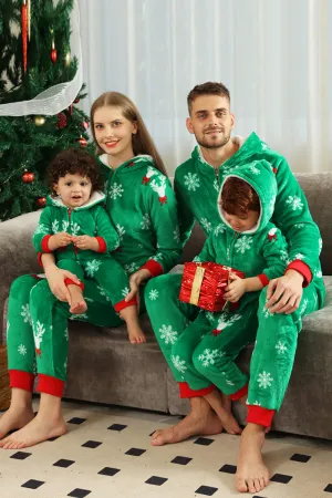 Christmas Family Green Flannel Snowflake Onesie Pajamas