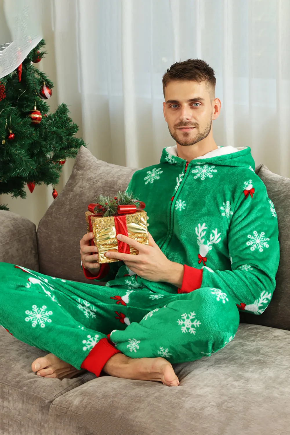 Christmas Family Green Flannel Snowflake Onesie Pajamas