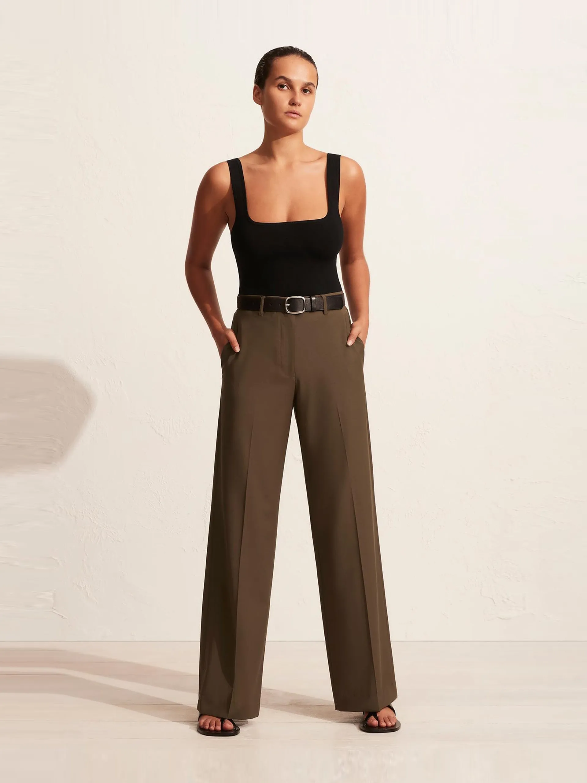 Coffee relaxed tailored trousers