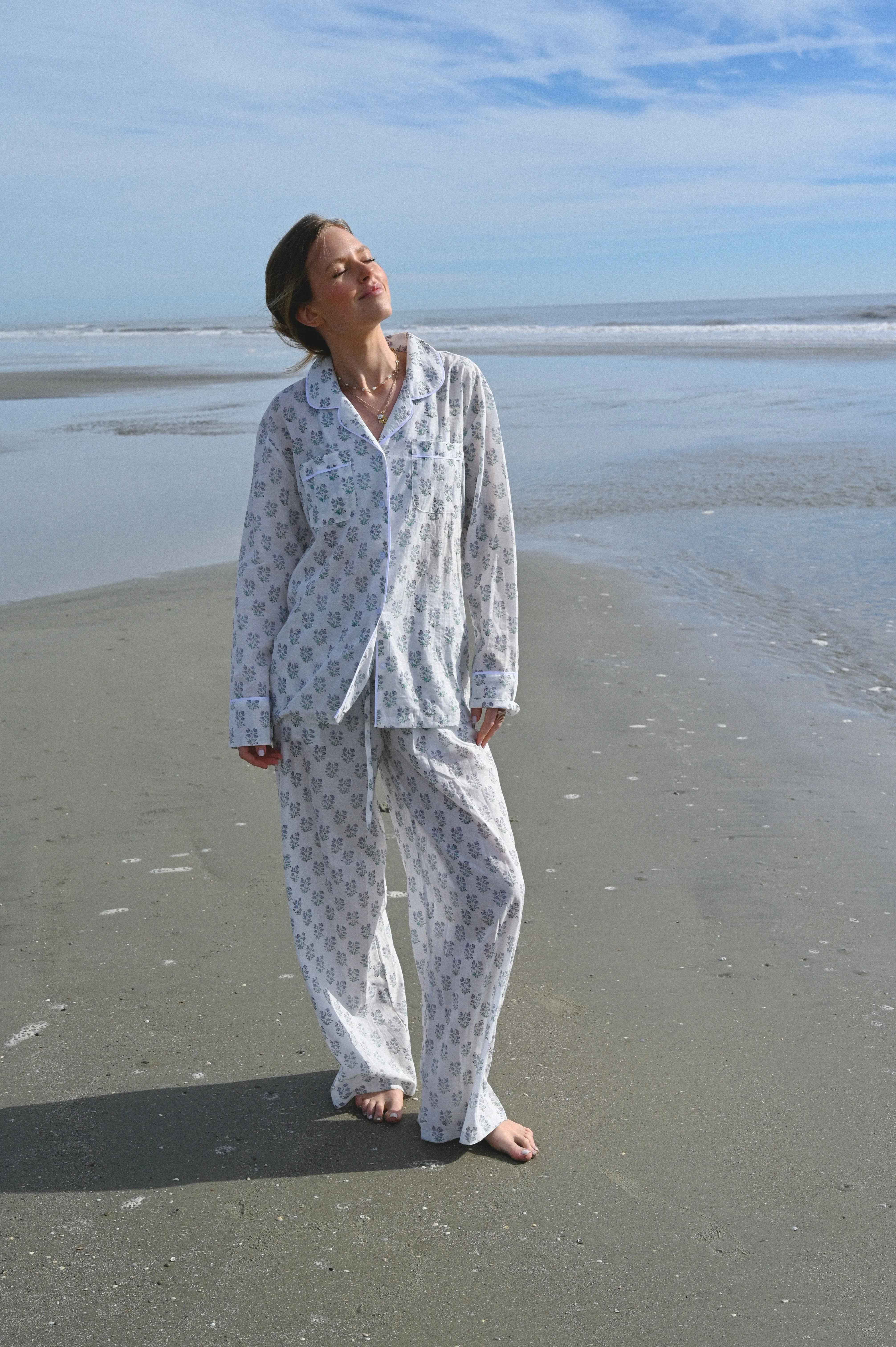 Cozy Pajama Set - White Bouquet