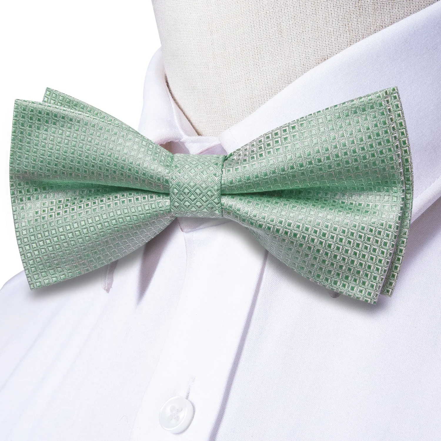 Dusty Green Novelty Pre-tied Bow Tie Hanky Cufflinks Set