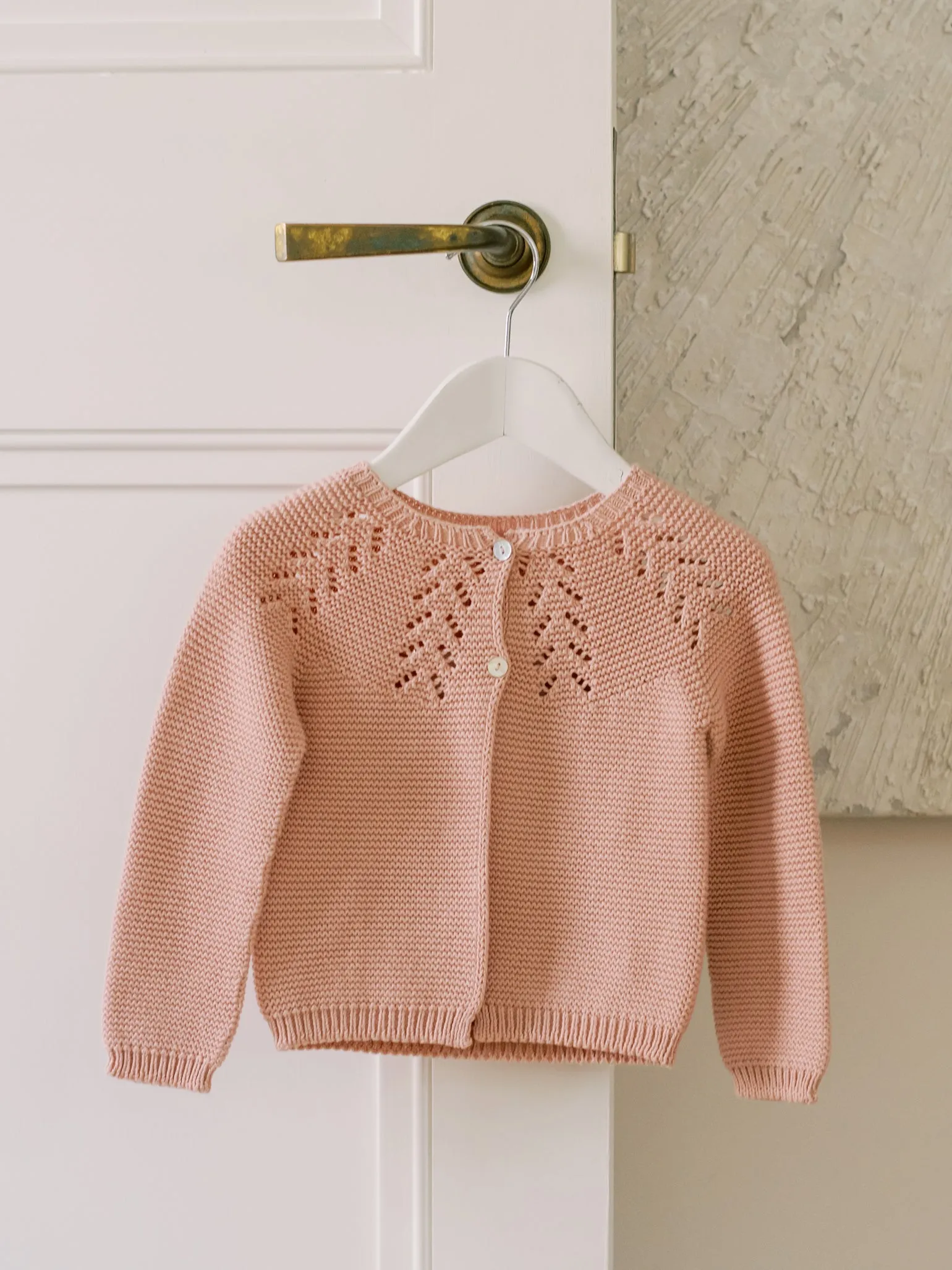 Dusty Pink Antonella Cotton Baby Girl Cardigan