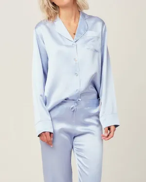 Elisabetha Silk Pyjama in Candy Blue - Top