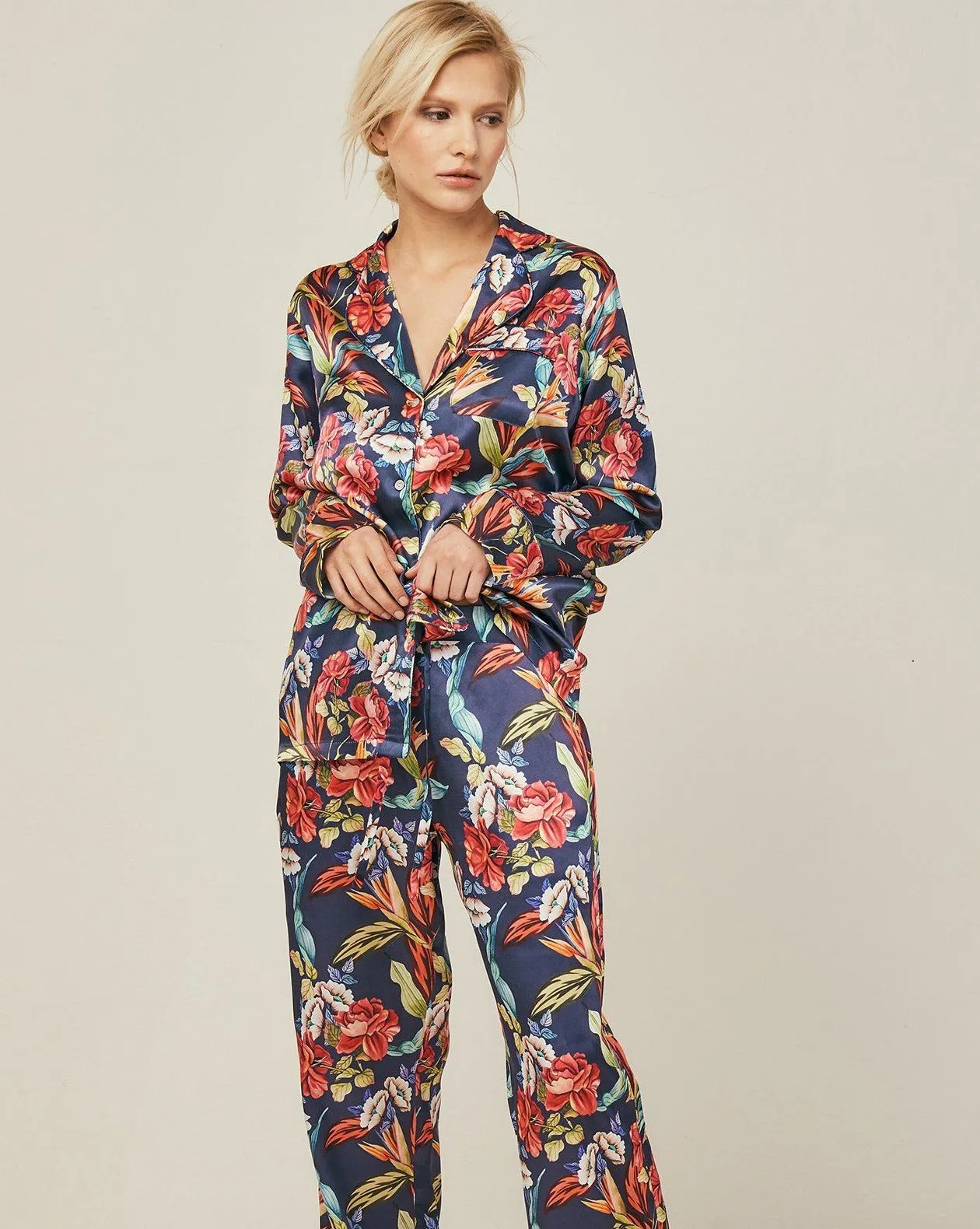 Elisabetha Silk Pyjama Urban Jungle - Top