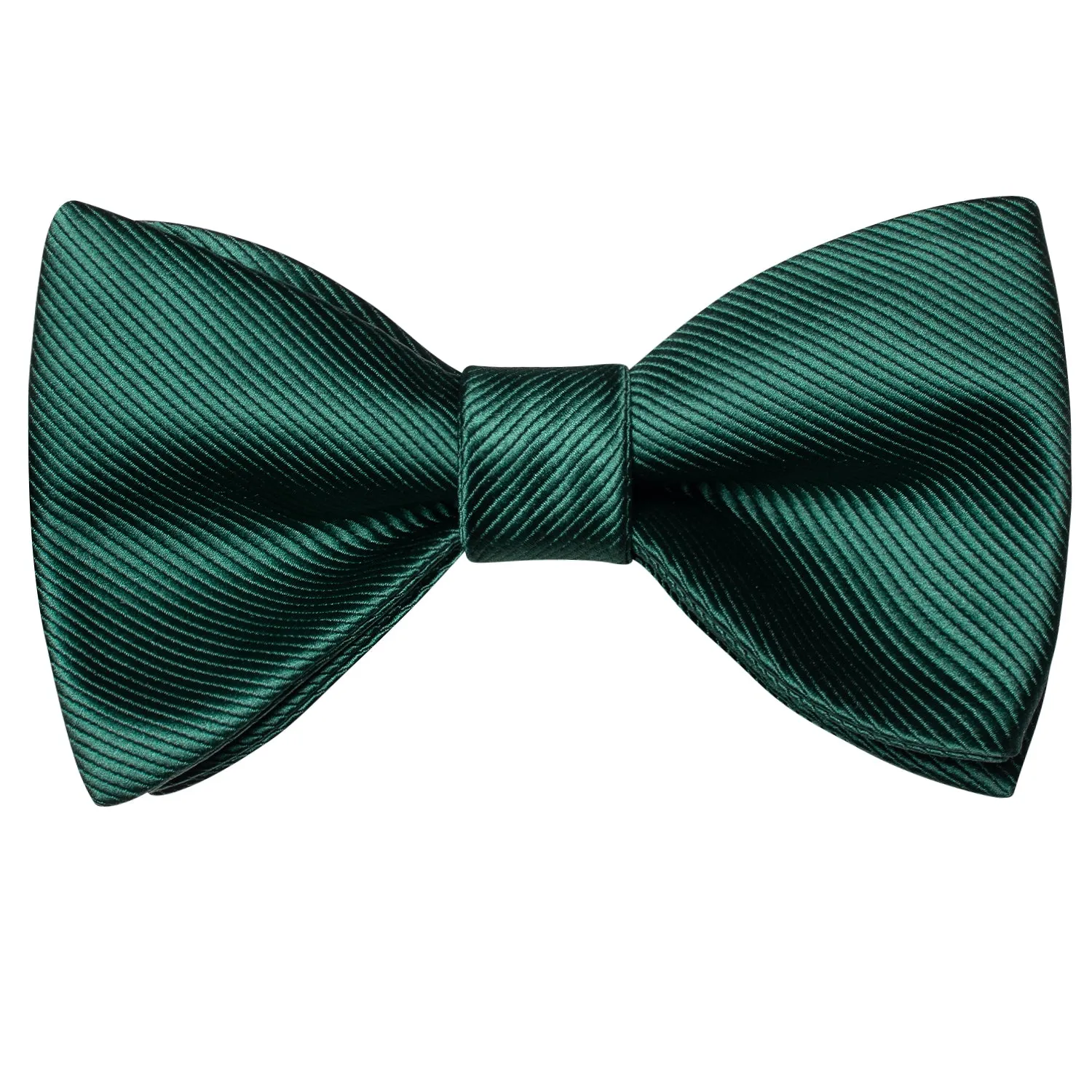 Emerald Green Striped Silk Self-tied Bow Tie Pocket Square Cufflinks Set