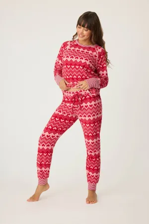 Fair Isle Hearts Thermal Velour Jammie Set