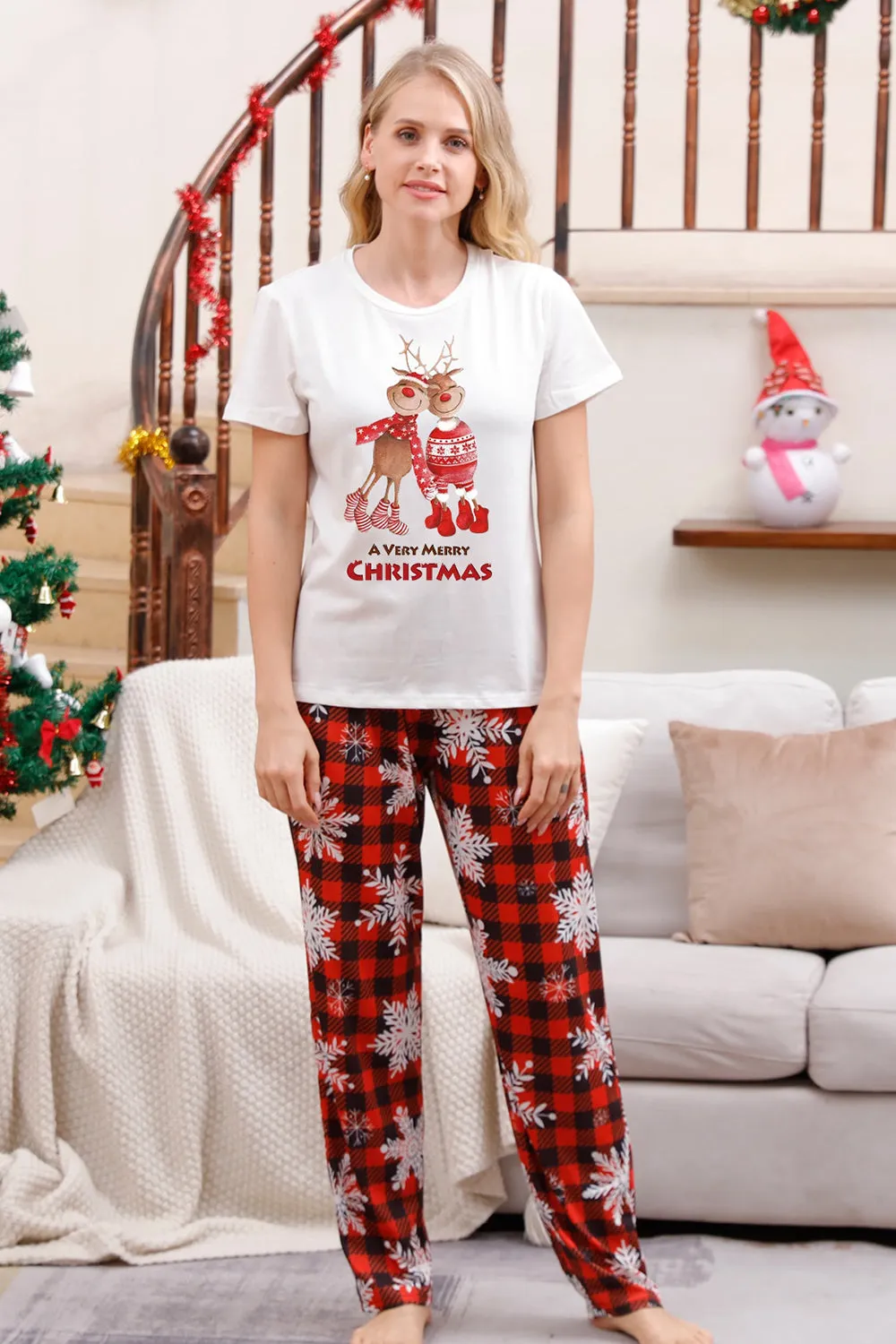 Family Matching Christmas Pajamas with Red Plaid