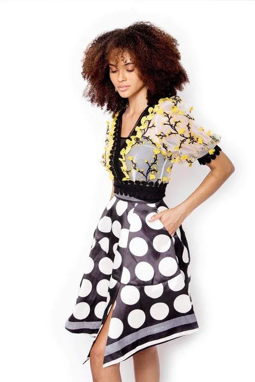 FINALE SALE Vintage retro polka structured irregular skirt - Iloms