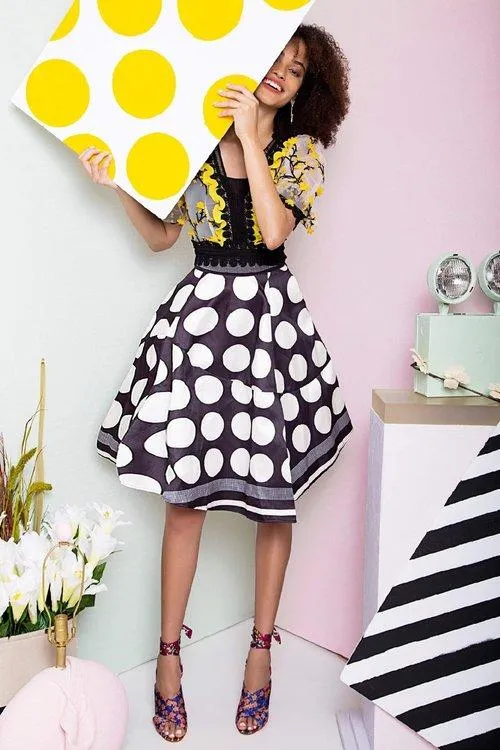 FINALE SALE Vintage retro polka structured irregular skirt - Iloms