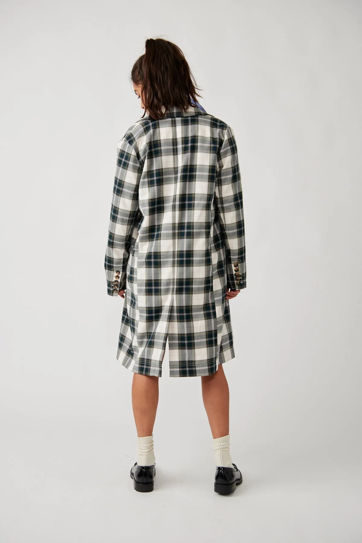 Free People Freddie Longline Blazer Plaid