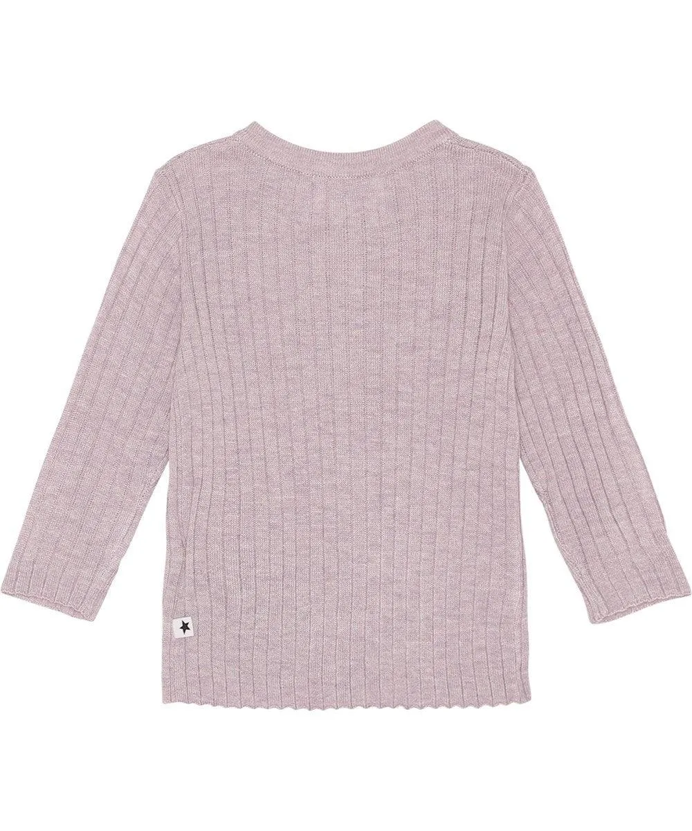 Georgette Rib Knit Cardigan | Light Purple | Molo