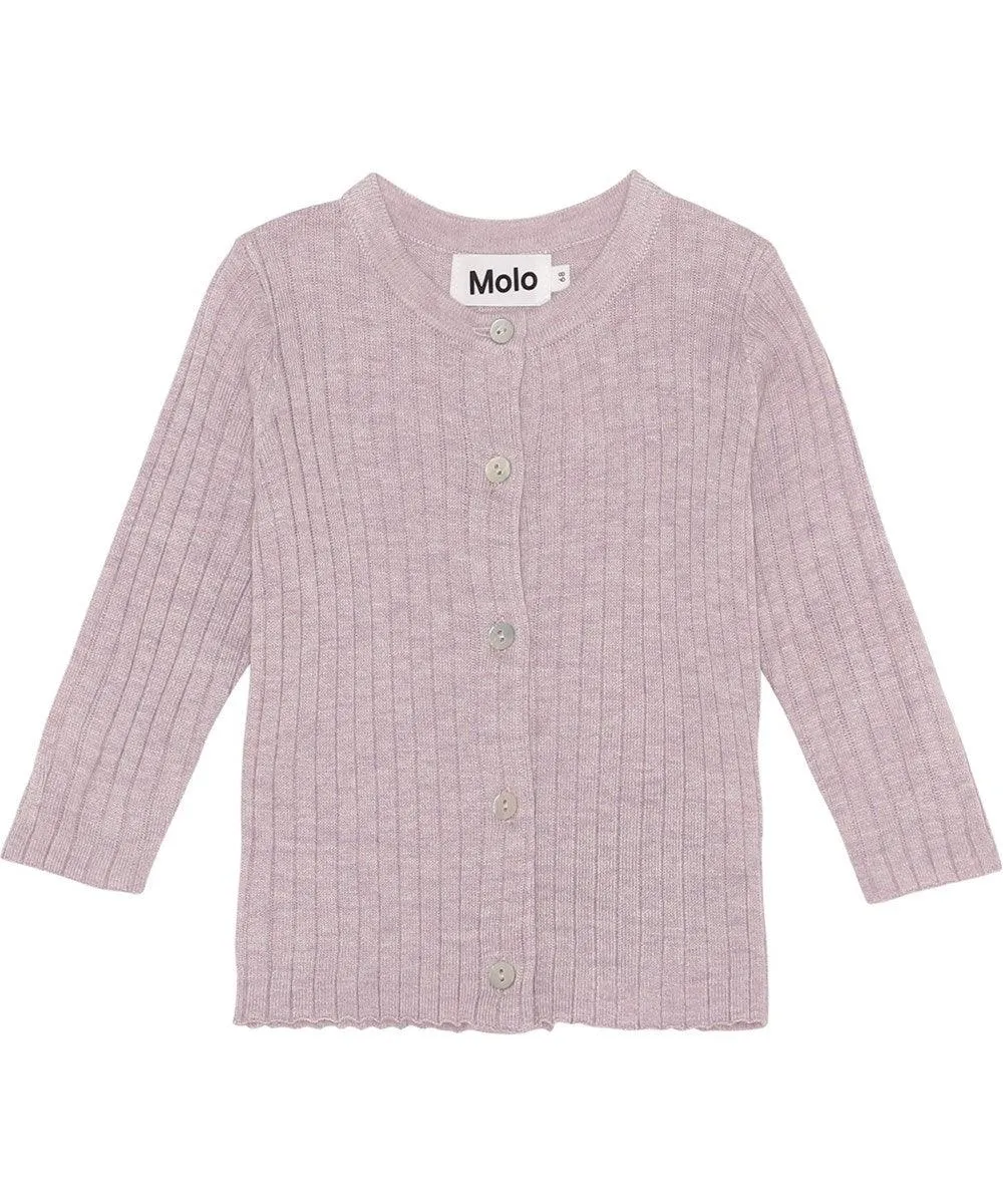 Georgette Rib Knit Cardigan | Light Purple | Molo