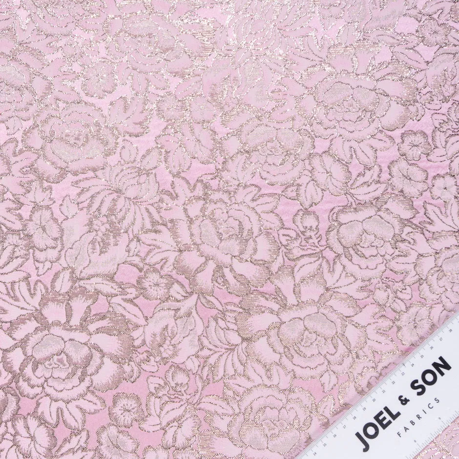 Gold Floral Jacquard Rich Pink Brocade