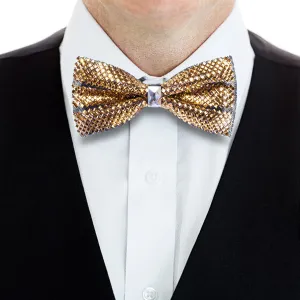 Golden Black Shining Rhinestone Pre-tied Adjustable Length Bow Tie