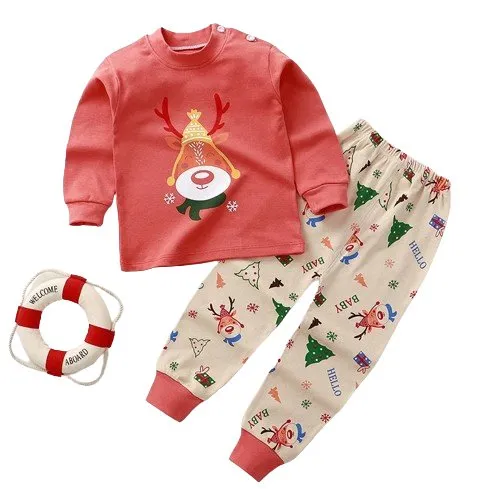 Holiday Cheer PJs: Festive Elk & Santa Motifs