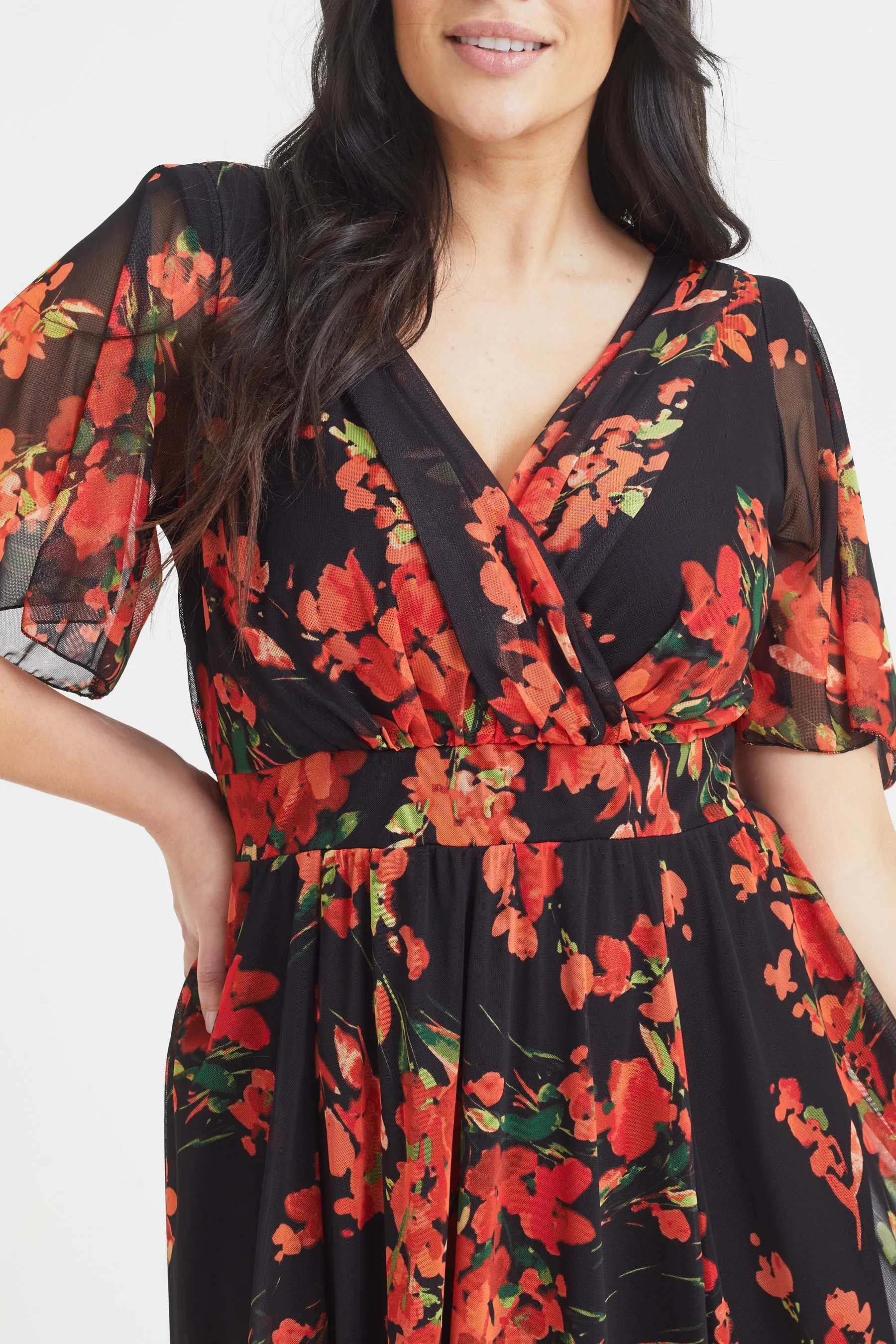 Julie Black Orange Hanky Hem Dress