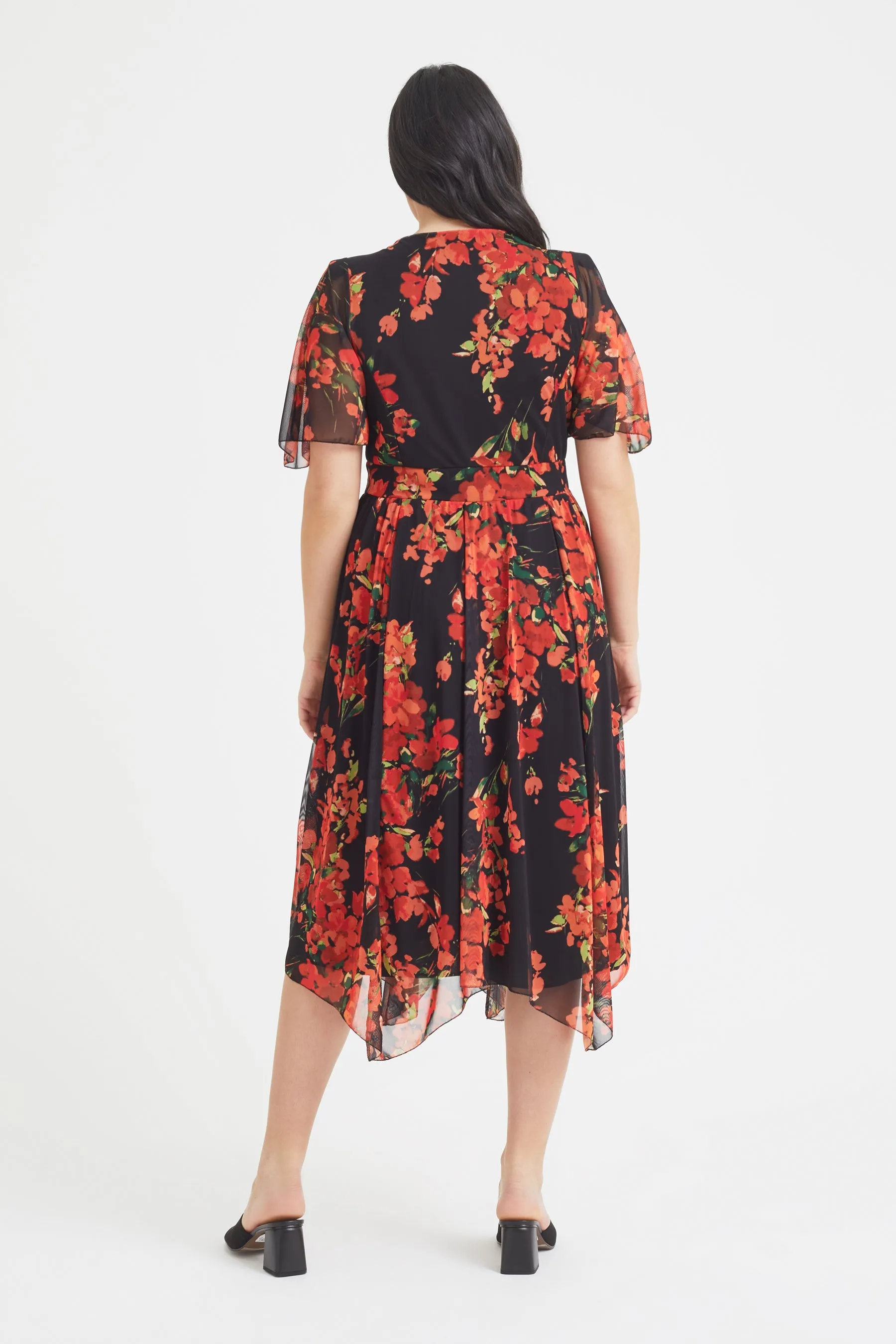 Julie Black Orange Hanky Hem Dress