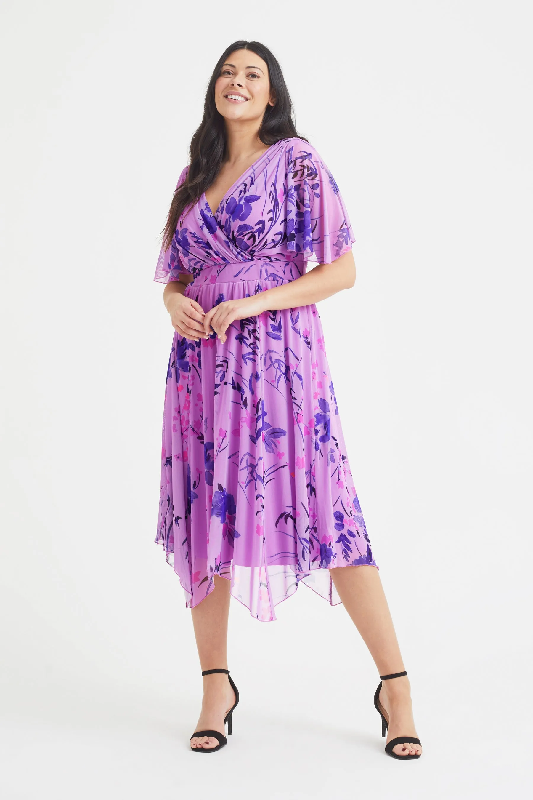 Julie Lilac Multi Hanky Hem Dress