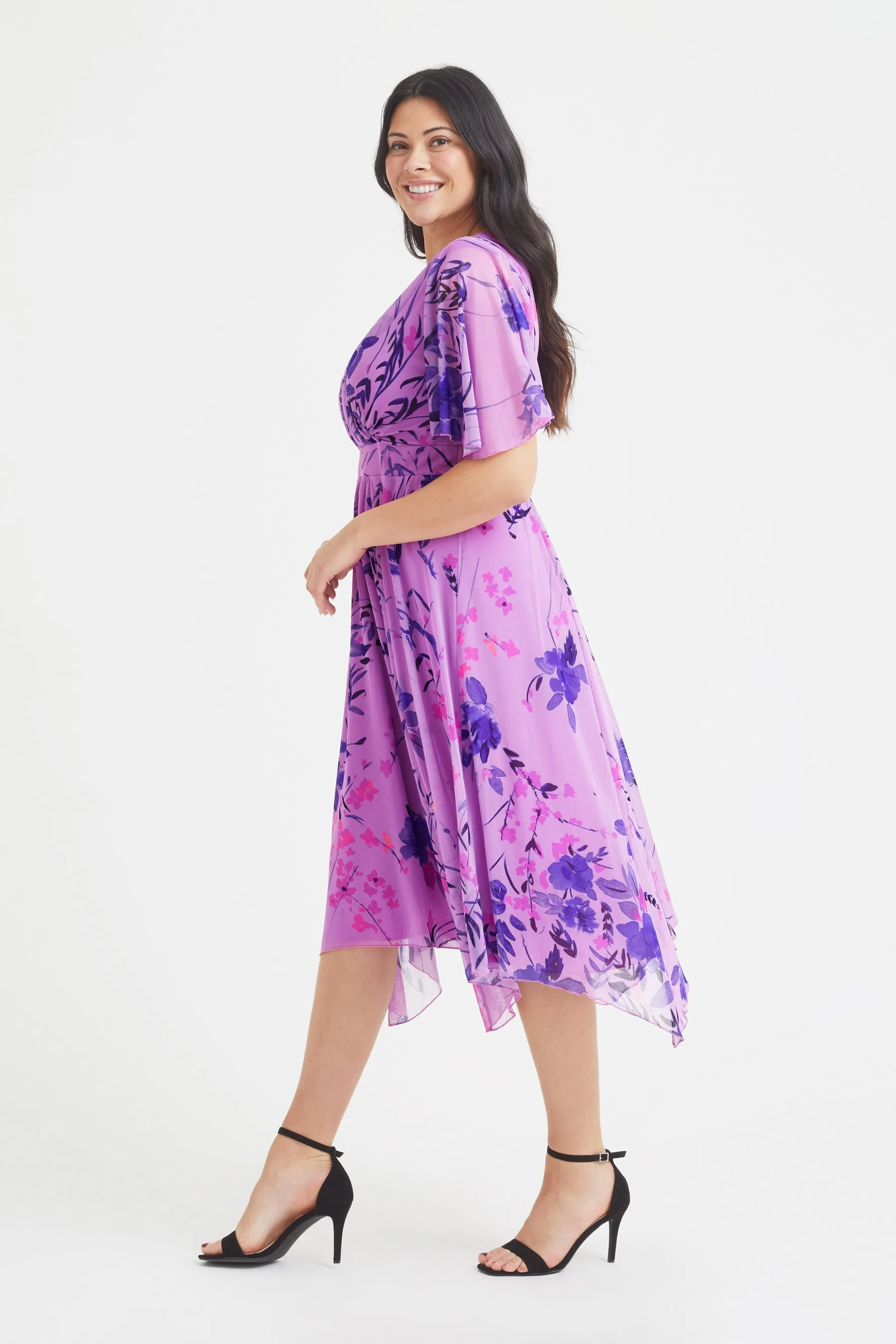 Julie Lilac Multi Hanky Hem Dress