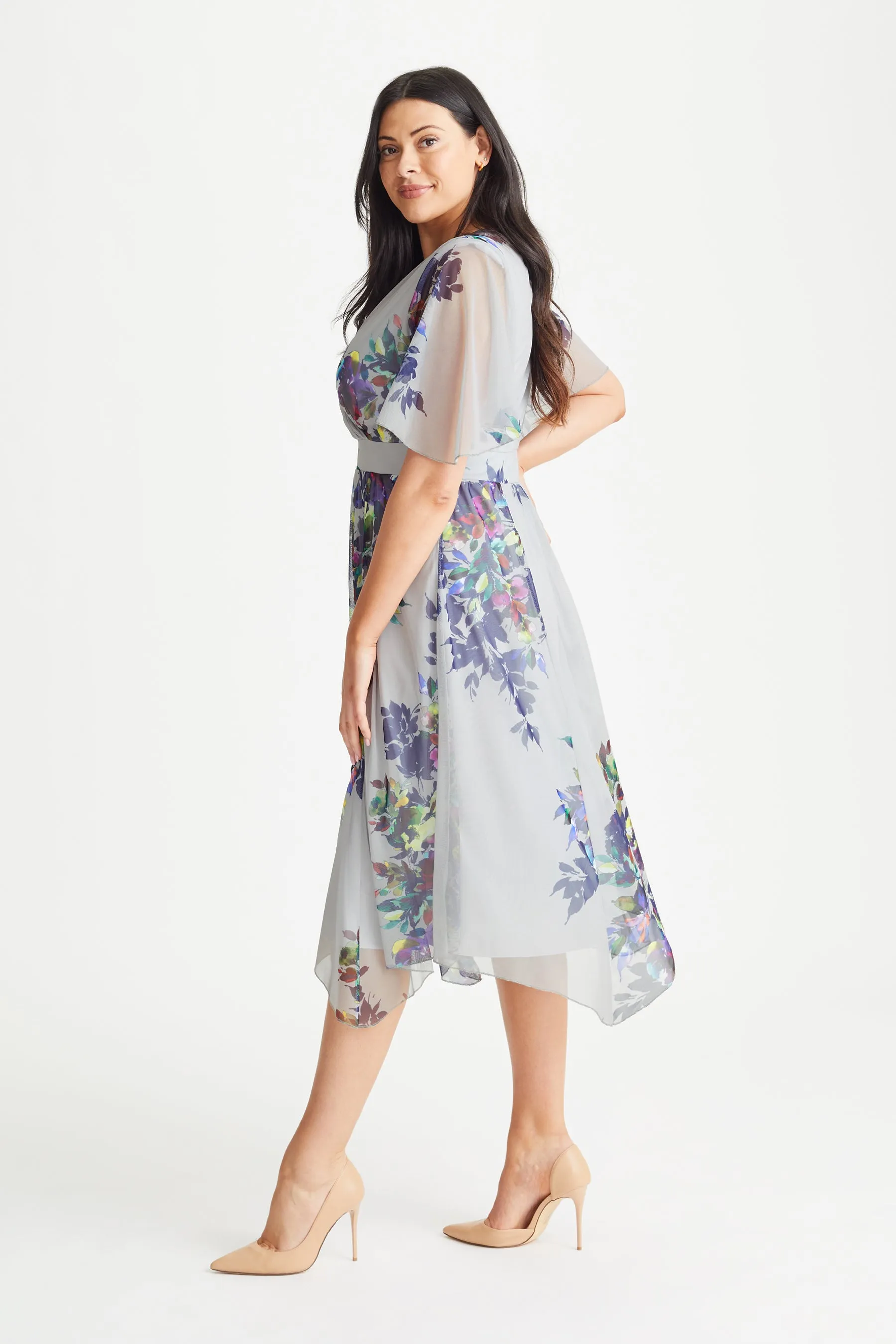 Julie Silver Multi Hanky Hem Dress