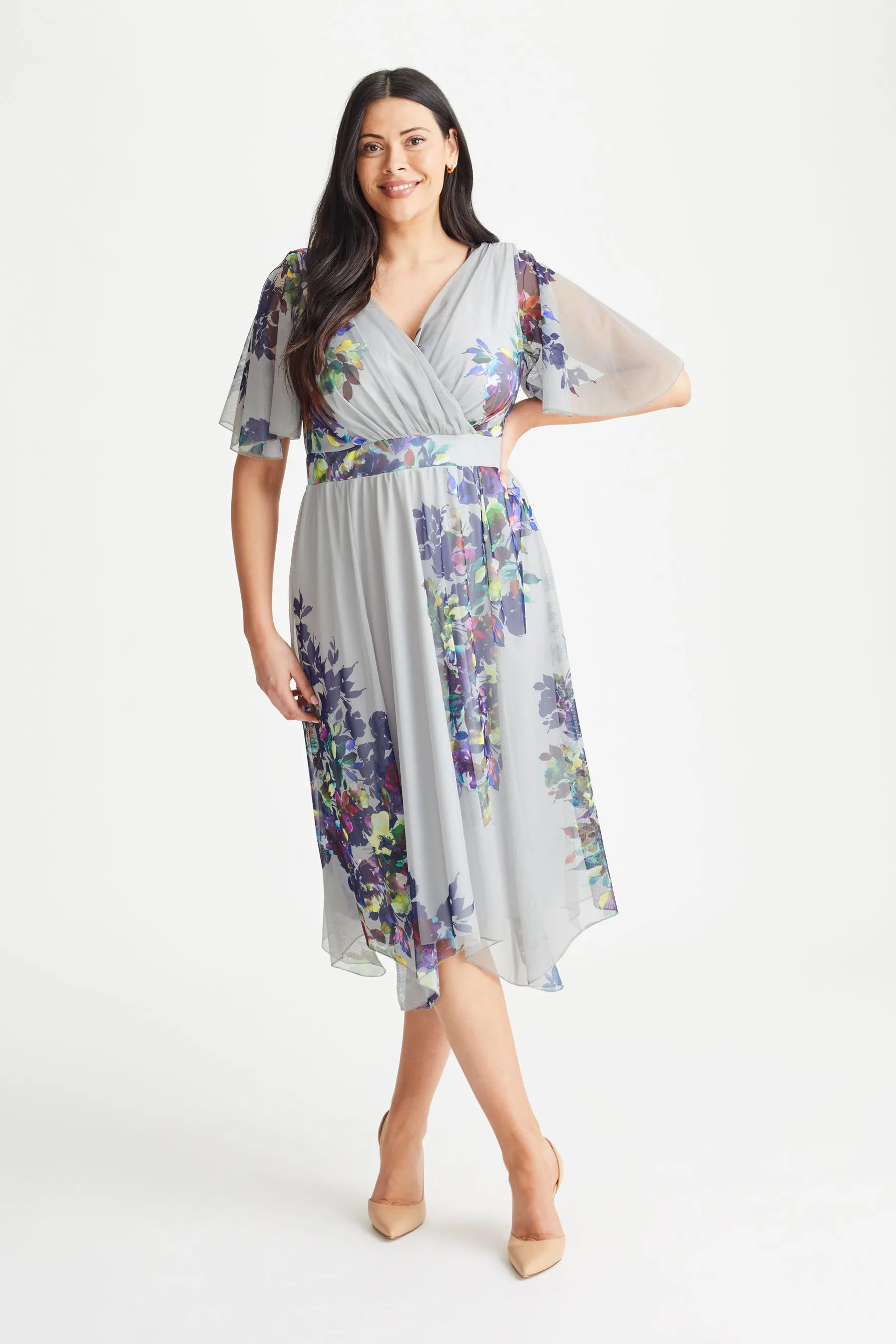 Julie Silver Multi Hanky Hem Dress