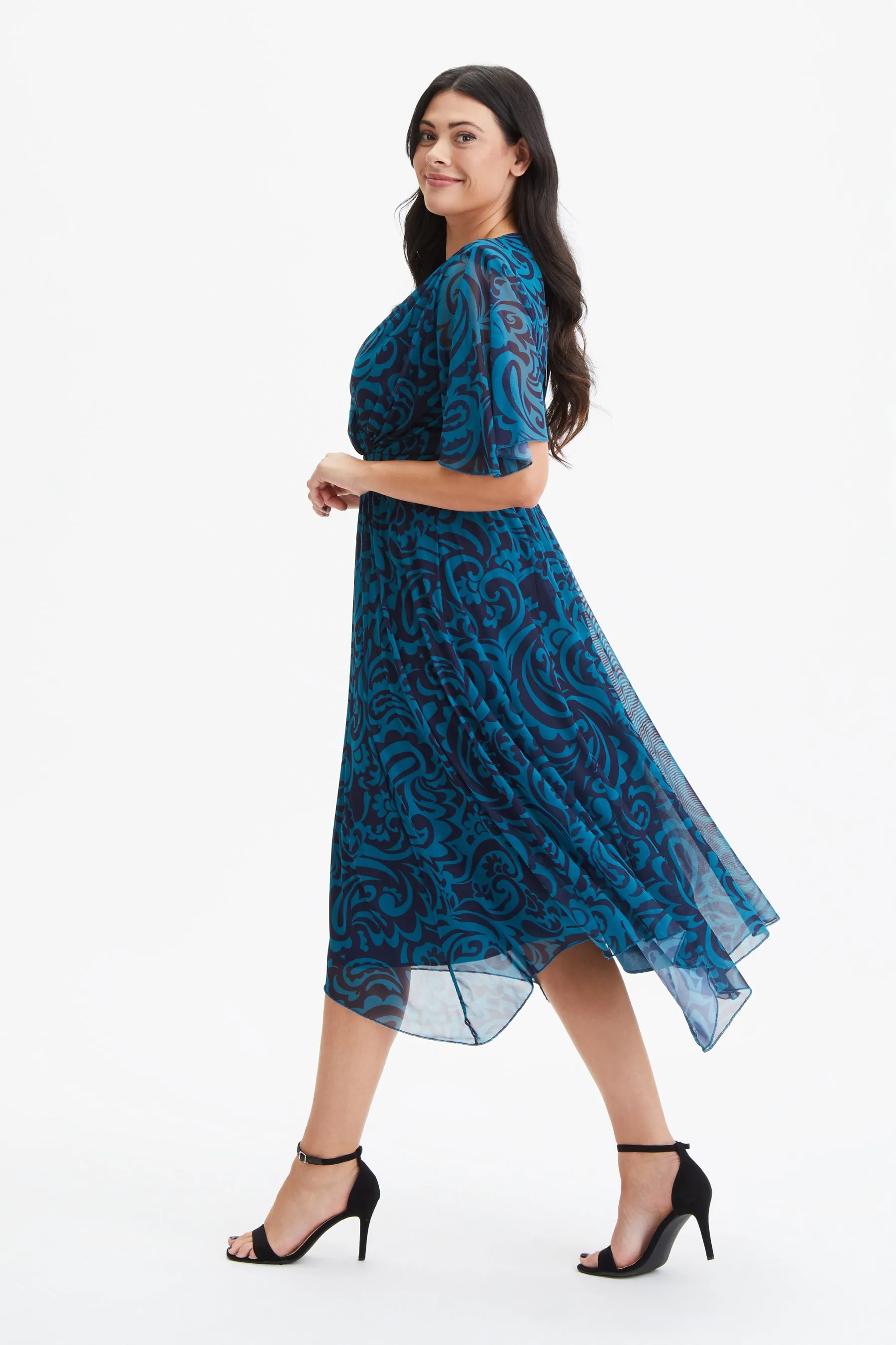 Julie Teal Indigo Hanky Hem Dress