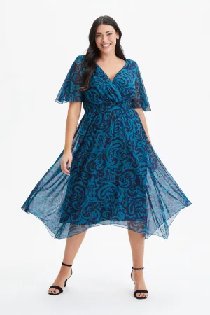 Julie Teal Indigo Hanky Hem Dress