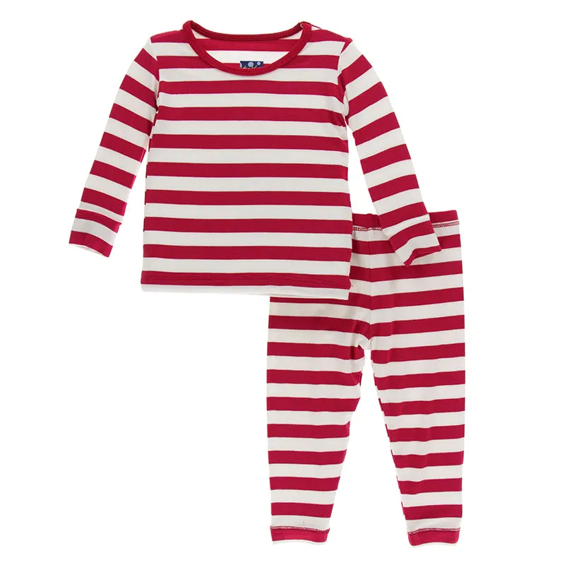 KicKee Pants Print Long Sleeve Pajama Set - Candy Cane Strip