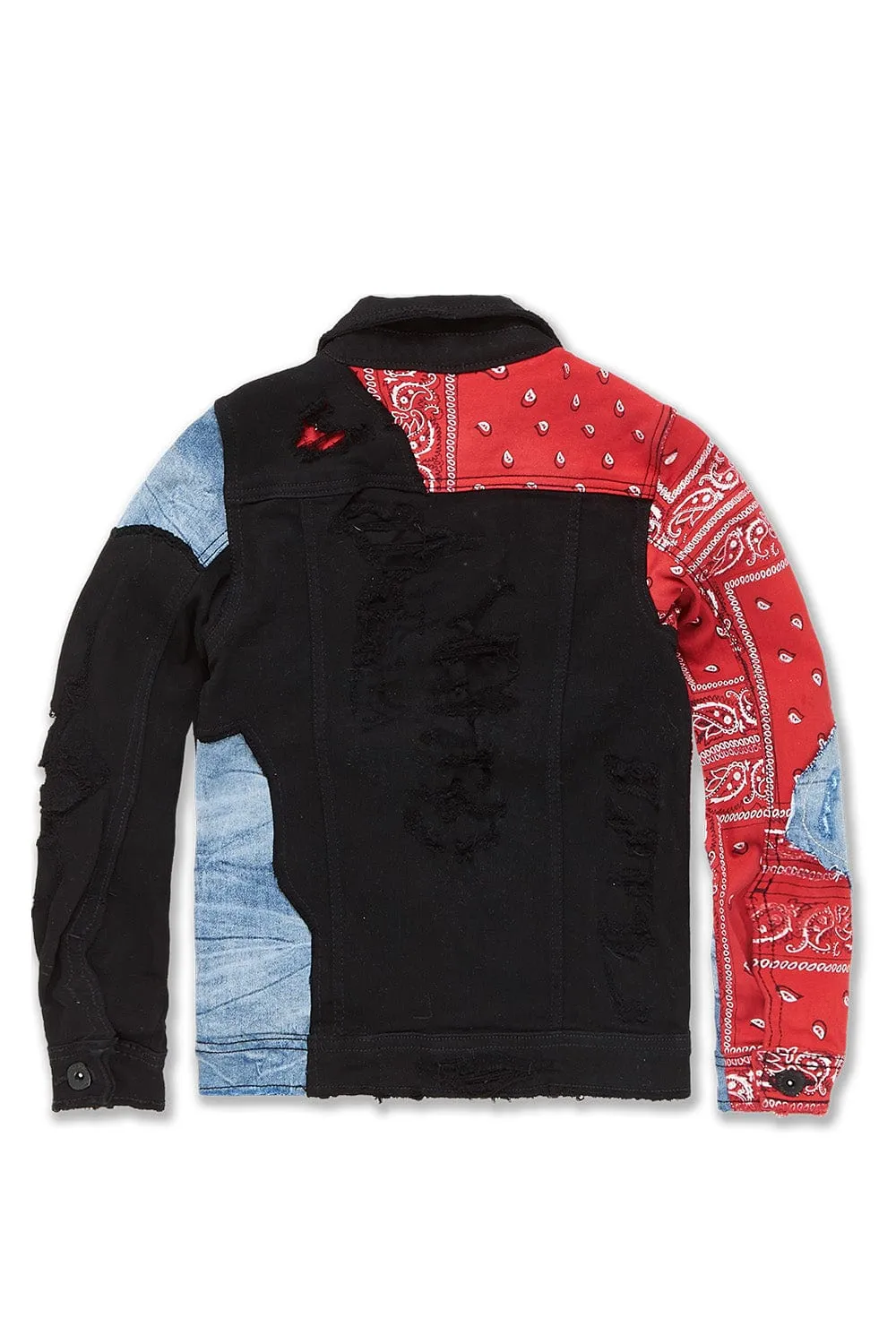 Kids Paisley Denim Trucker Jacket (Crimson)