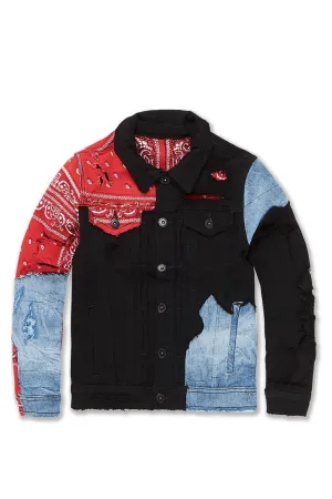 Kids Paisley Denim Trucker Jacket (Crimson)