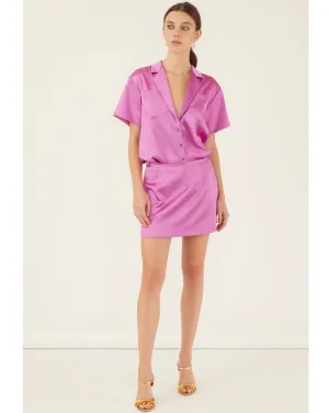 Kyle Satin Slip Mini Skirt in Magenta