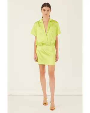 Kyle Satin Slip Mini Skirt in Neon Lime