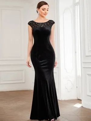 Lace Round Neck Bodycon Evening Dress