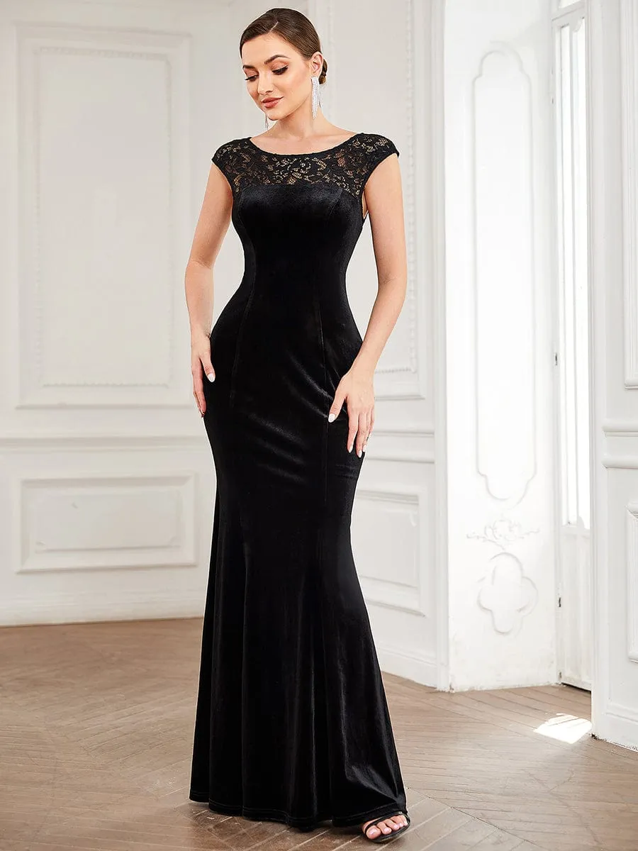 Lace Round Neck Bodycon Evening Dress