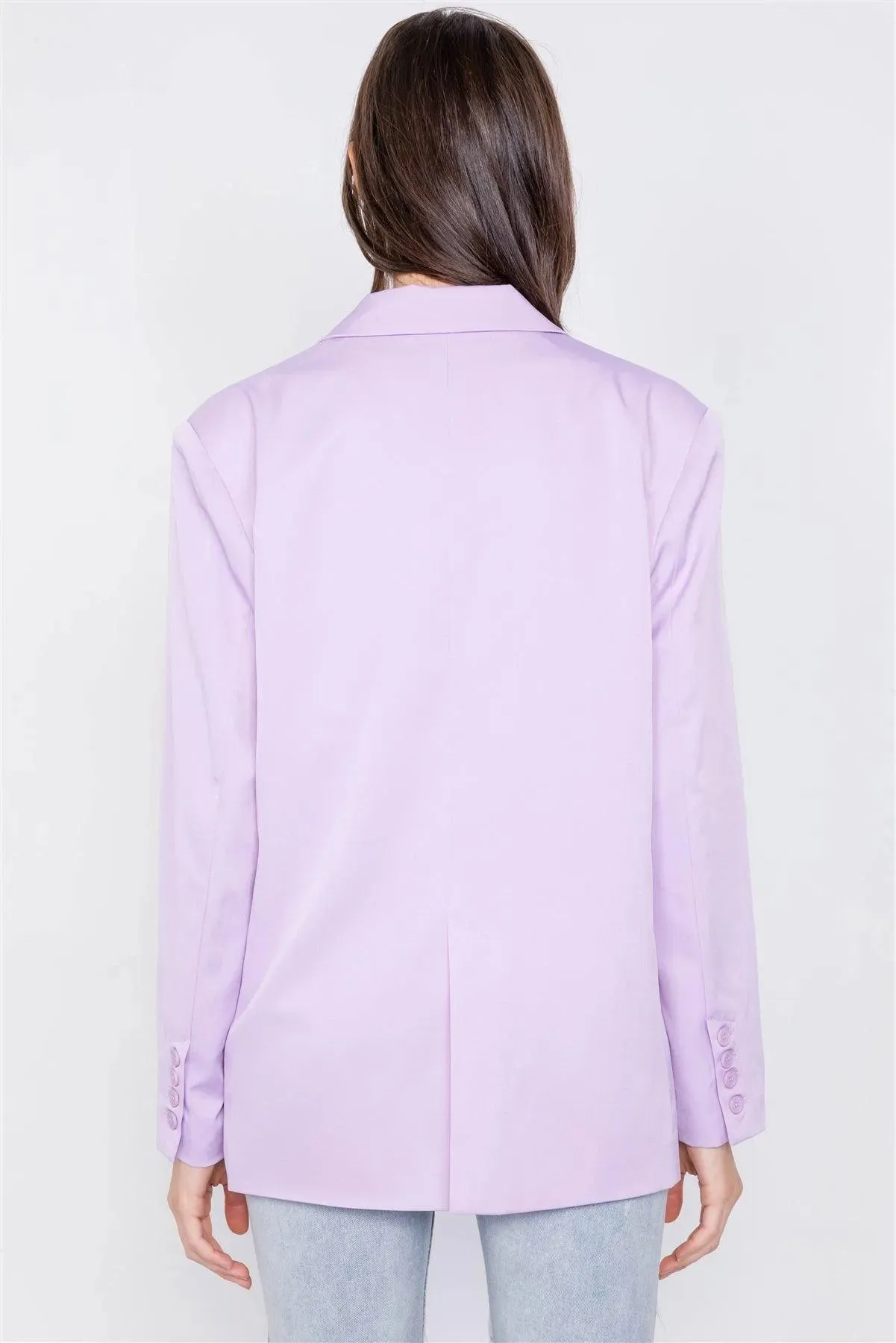 Lavender Relaxed Fit Boyfriend Casual Blazer Jacket