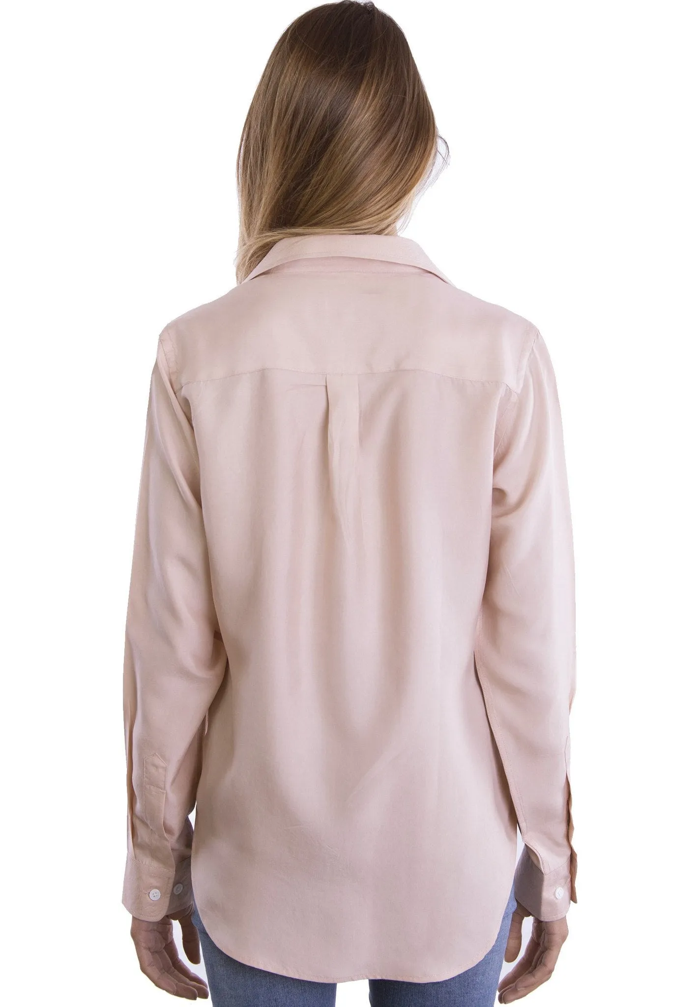 Lete-Silk Blush Pink Classic Sand Washed Silk Shirt