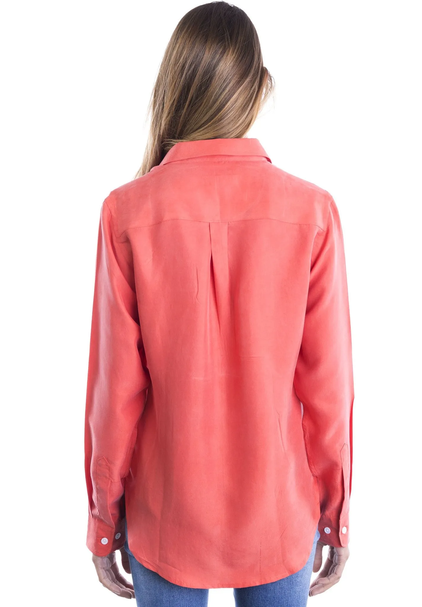 Lete-Silk Coral Classic Sand Washed Silk Shirt