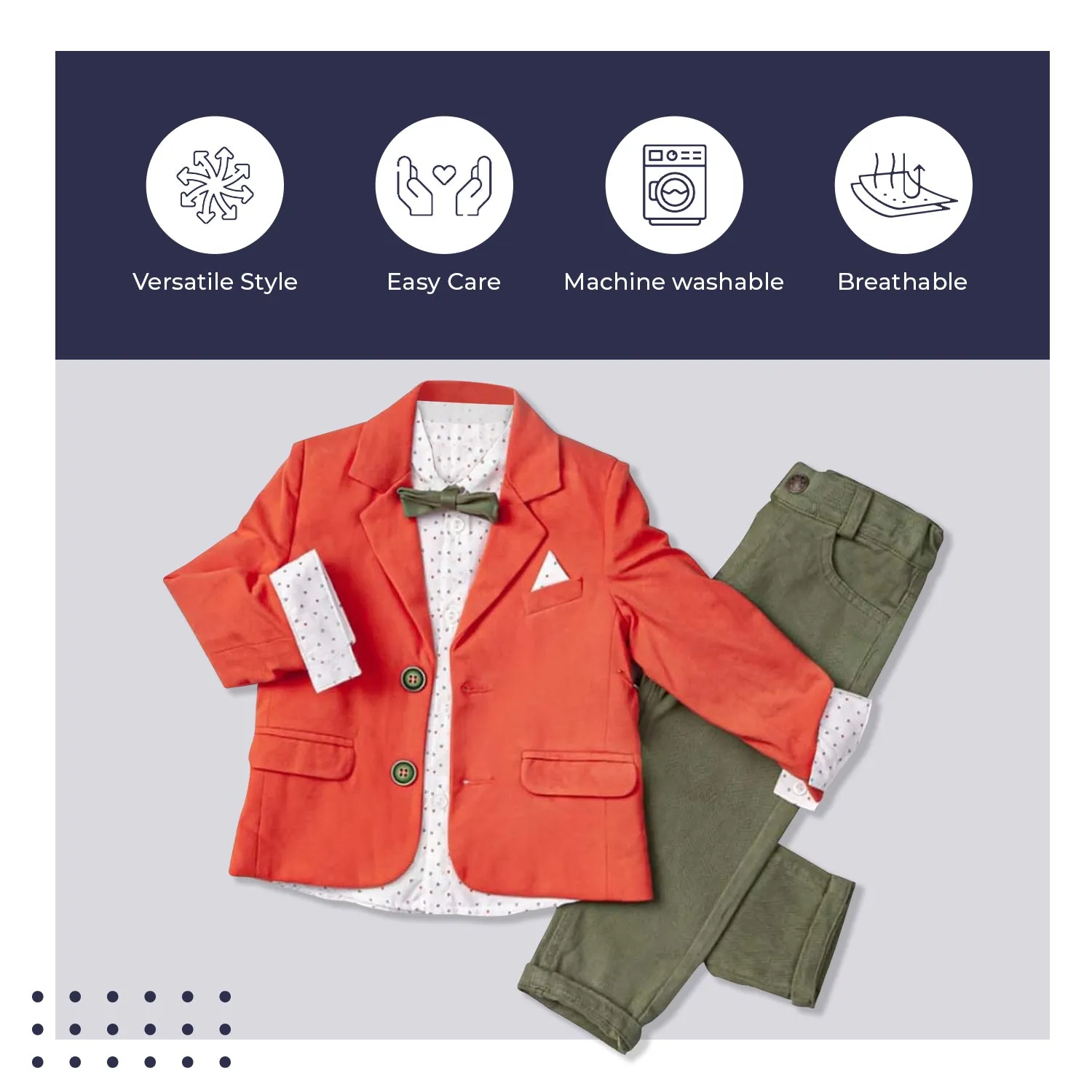 Little Boy's Colorful Suit Jacket, Pants and Button-Up Shirt 3-Piece Set